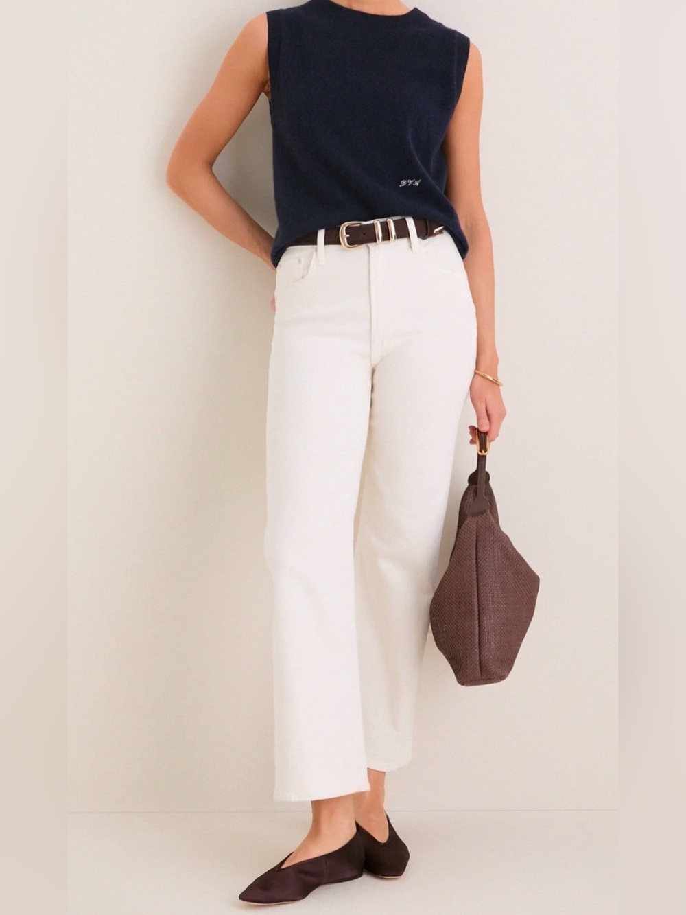 MOTHER White Wide Leg Jeans